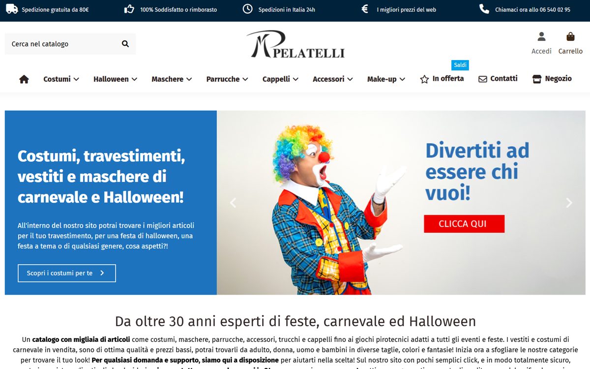 Home page dell'e-commerce Pelatelli